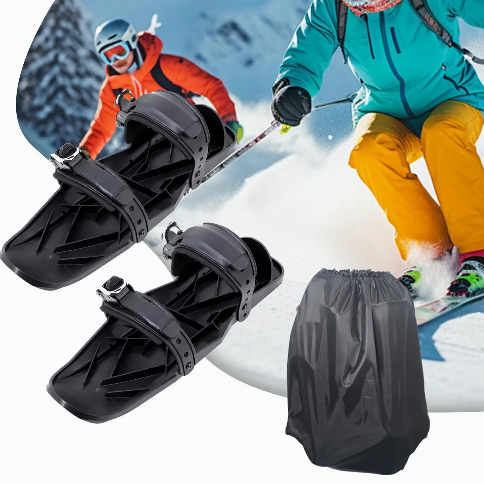 Patin à Neige, Skis Courts | Planches à Skis Snowblades | Accessoire de ski compact, outils de ski réglables multifonctionnels, pieds de neige légers et antidérapants pour hommes femm