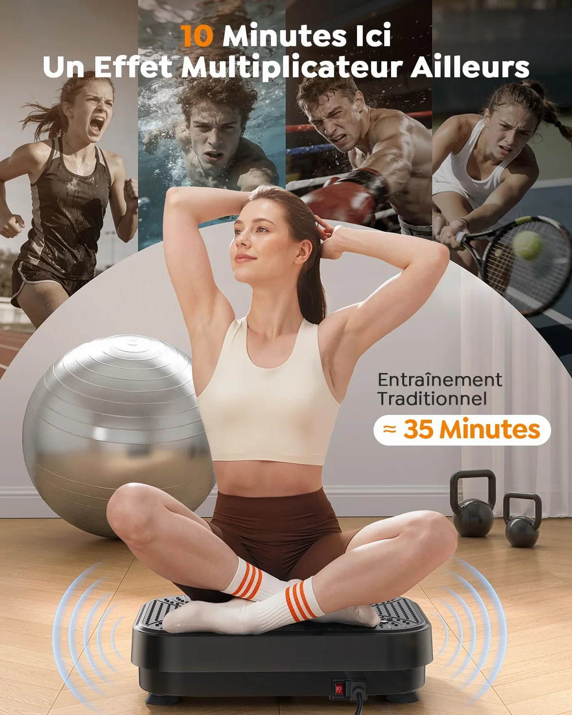 Burever Plateforme Vibrante Oscillante 150W 99 Niveaux d'Intensité avec Massage Silencieux des Pieds