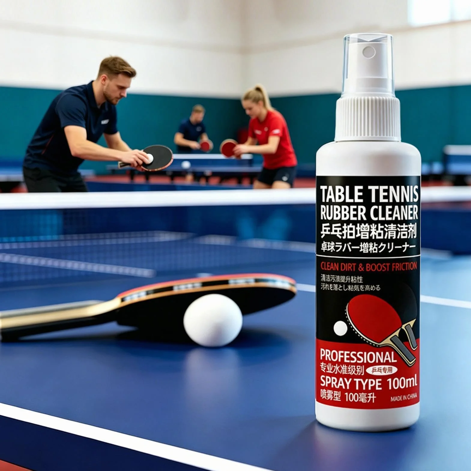 Spray Nettoyant Raquette Tennis de Table 100 ML Nettoyant Caoutchouc Anti-Poussière