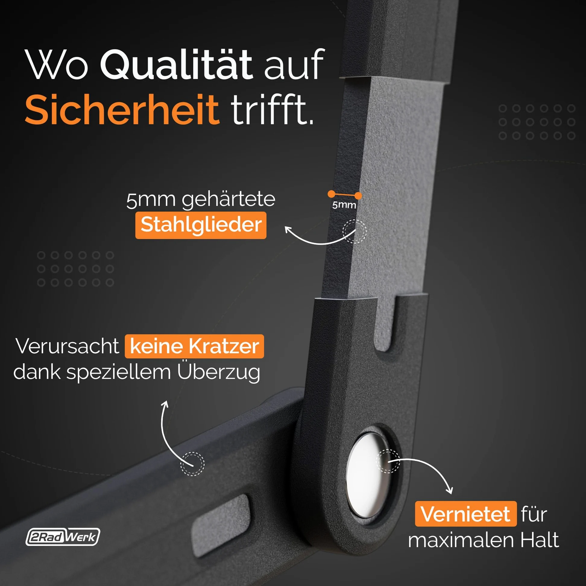 2Radwerk Antivol de vélo Secure Fold Pro - Antivol pliable certifié ART avec mécanisme Ultra Lock - Antivol pliable pour vélo électrique - Antivol pliable pour vélo électrique avec support