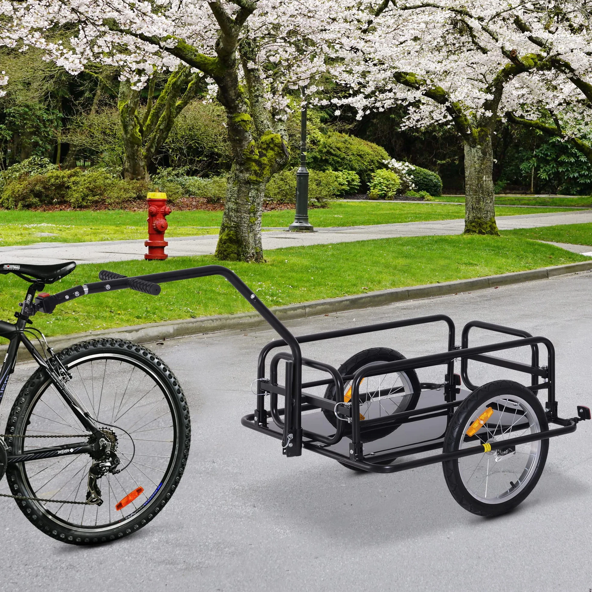 Remorque vélo pliable barre d'attelage universelle acier noir