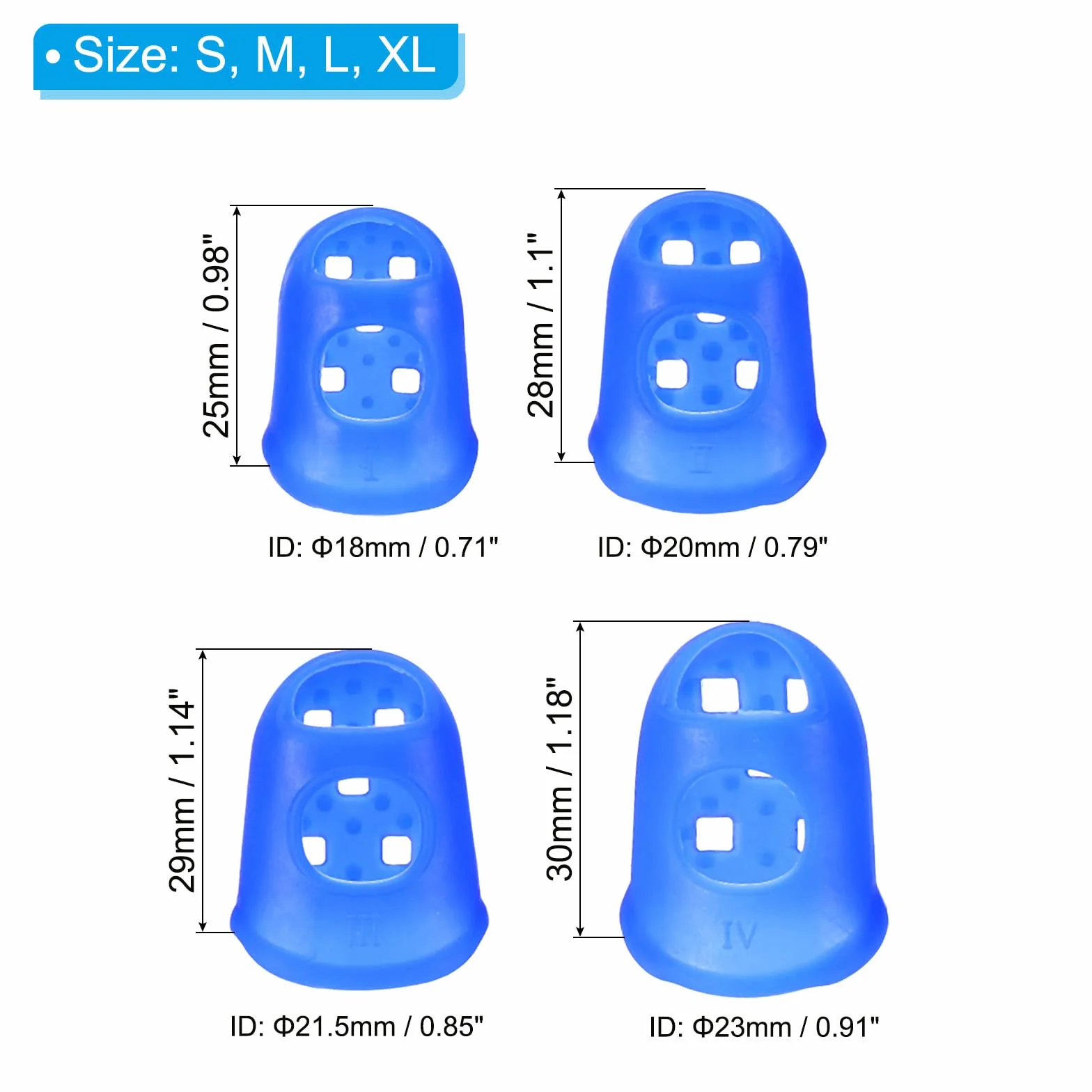 PATIKIL Embouts de Doigts Silicone 16 Pcs Protège-Doigts Pouce Transparent Bleu 4 Tailles