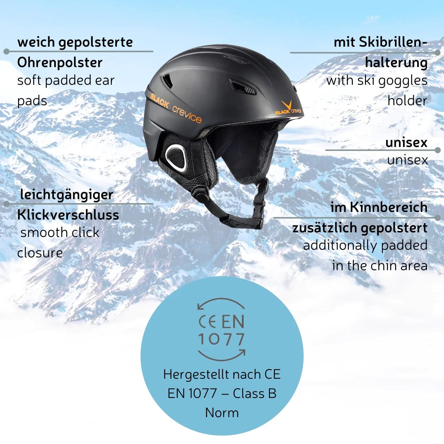 BLACK CREVICE Casque de Ski Kitzbühel I Casque de Ski au Design Sportif en différentes Couleurs I Casque de Ski Hommes & Femmes I Casque en Polycarbonate I Casque de (XS, Blanc/Bleu)
