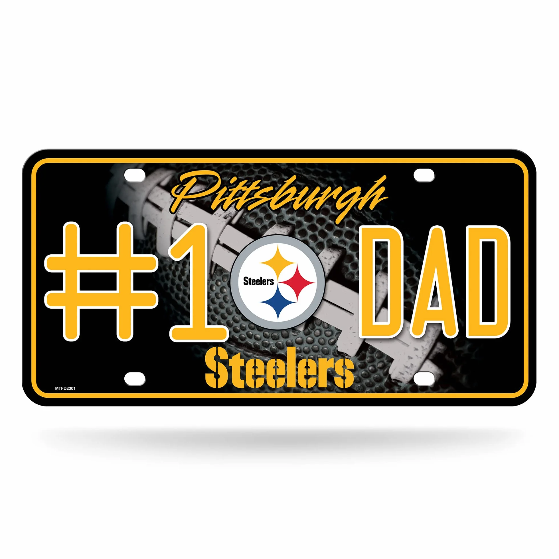 Rico Industries NFL Pittsburgh Steelers #1 Dad Metal Tag 8.5" x 11" - Auto Tag for Car