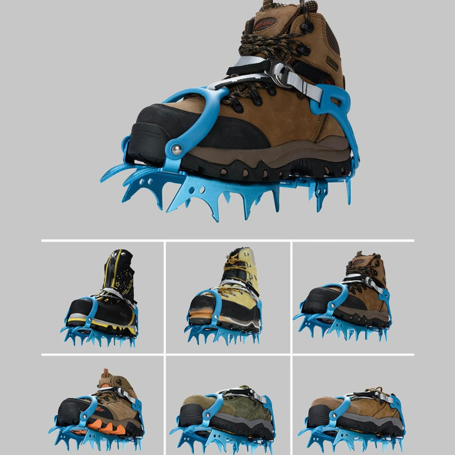 Crampons à Neige pour Chaussures, Pince à Glace pour Chaussures - Antidérapants - 14 Pointes Crampons de Glace Crampons de Neige Poignées de Traction Antidérapantes pour Randonnée