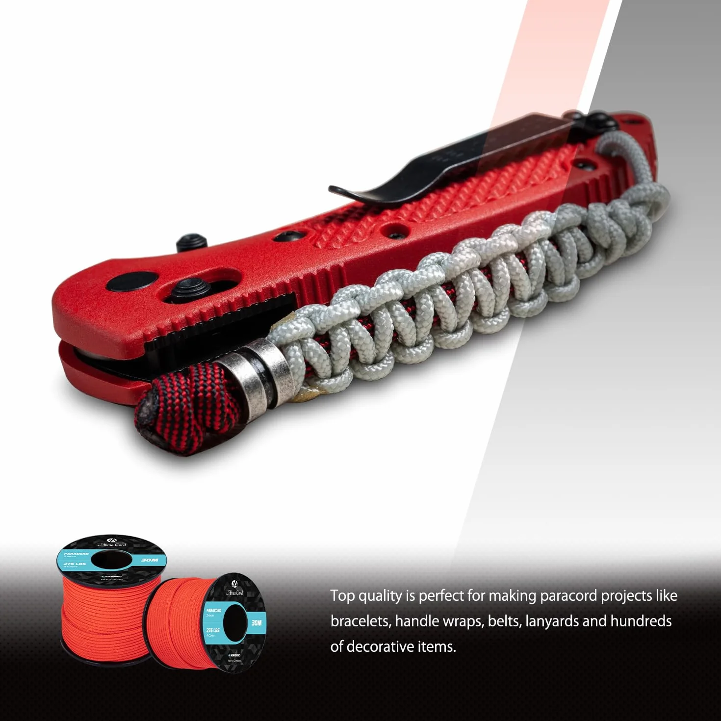 Corde Paracorde 275 Nylon 2,4 mm 4 Brins Survie Extérieure Max. 125kg Néon Orange