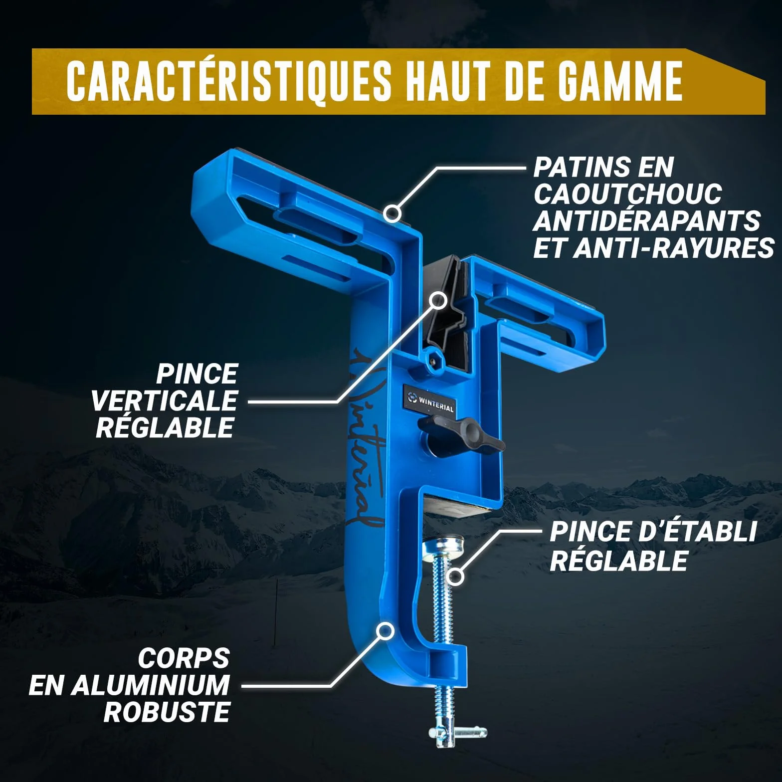 Winterial Étau à Skis et Snowboard Set de 2 Réglable Positions Horizontales Verticales