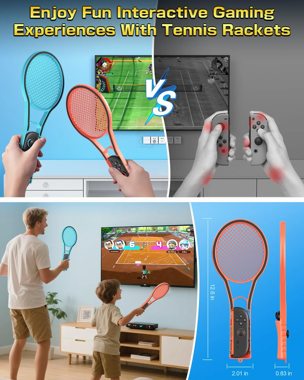 4-Pack Tennis Racket for Switch 2