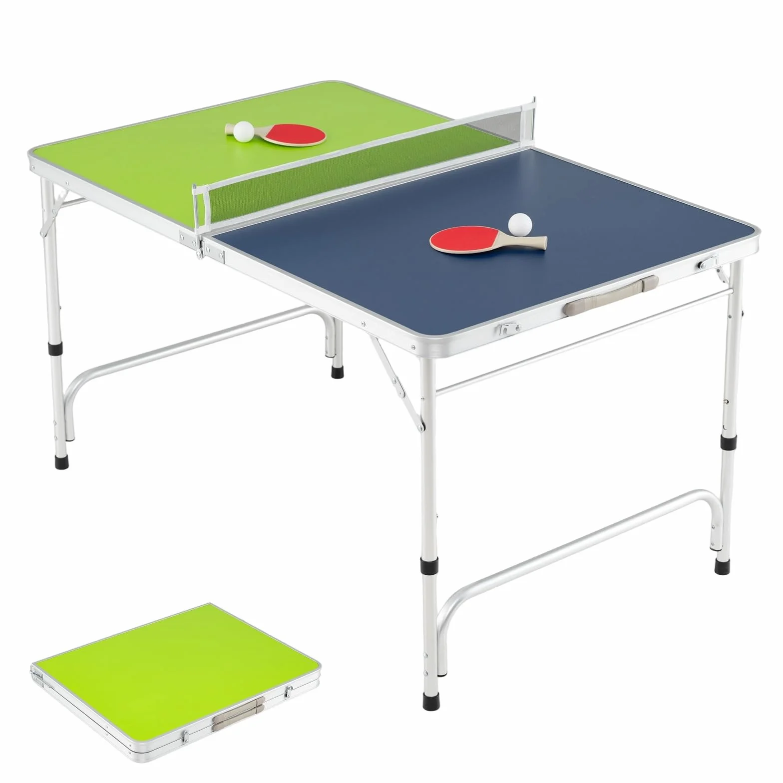 LIFEZEAL Table de ping-pong - Mini table de ping-pong - Avec 3 niveaux de hauteur réglable - Pliable - Avec filet, balles, raquettes, table de tennis de table - 120 x 76 cm