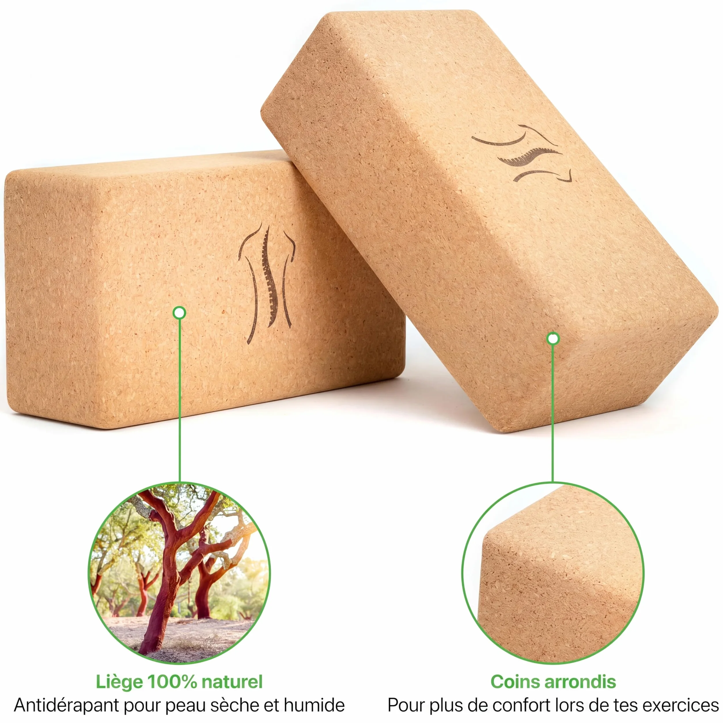BACKLAXX® Bloc yoga en liège naturel durable