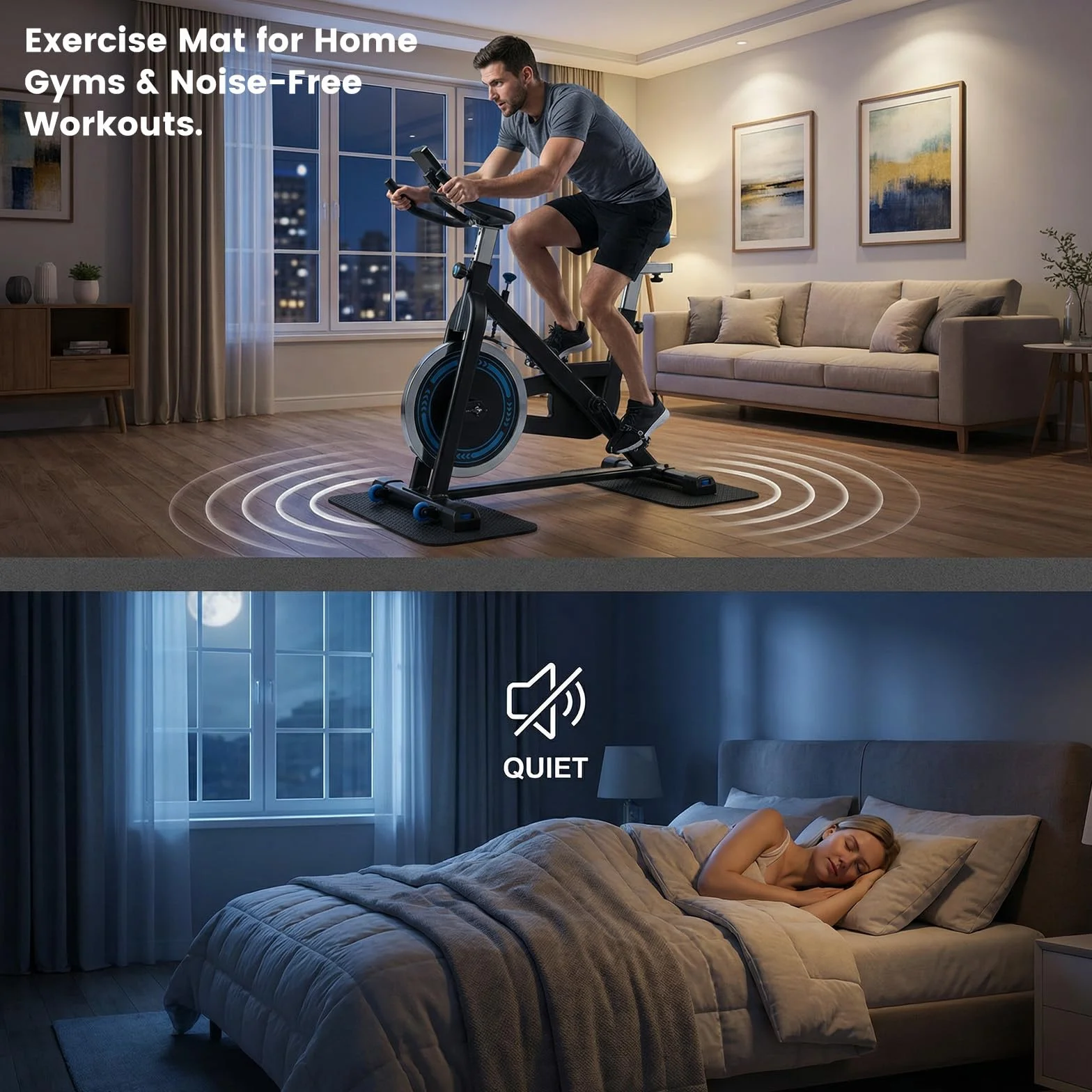 Tapis Fitness Protection Sol Double Face Silicone Anti Bruit Vibration 30x63.5 Cm Lot De 2