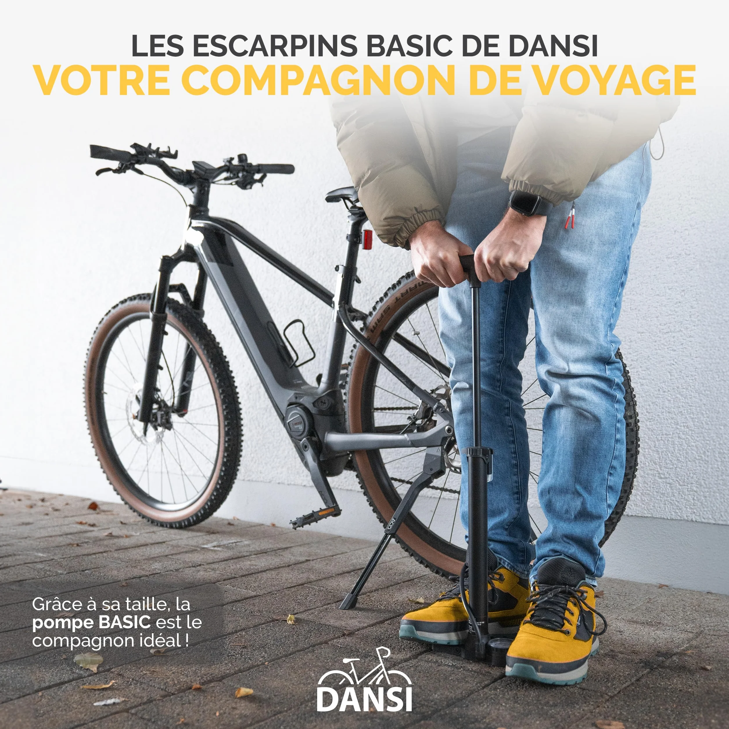 DANSI Pompe à vélo à Pied Toutes valves AV, SV, DV avec Grand manomètre
