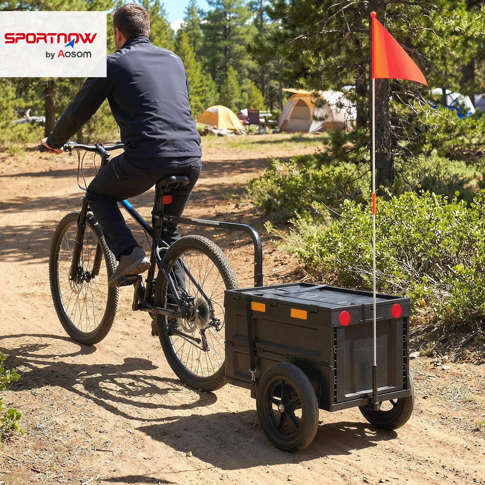 SPORTNOW Remorque Vélo Cargo Pliable 65L 30kg Roues 12" Noir