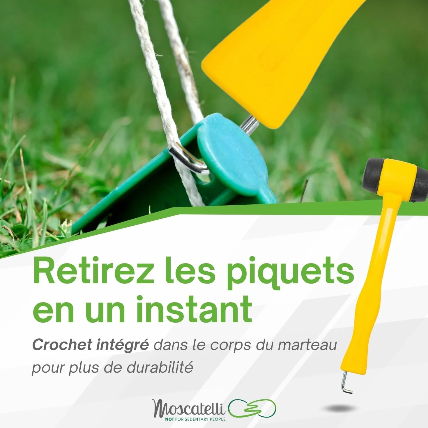 MOSCATELLI Maillet de Camping Polyvalent avec Crochet pour Sardine et Piquets Jaune