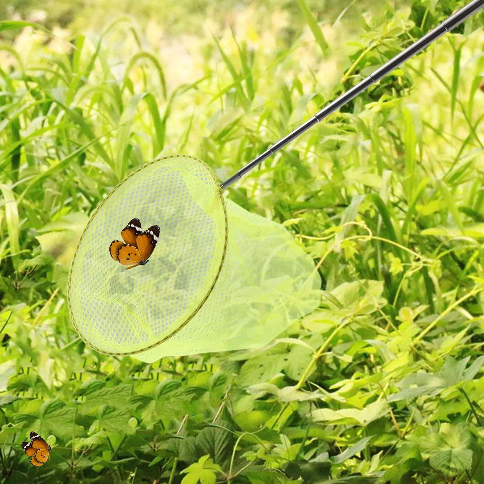 SVRITE Attraper Papillon Pêche au Filet Sac en Filet de Pêche Téléscopique en Acier Inoxydable Outil Externe Téléscopique Portable