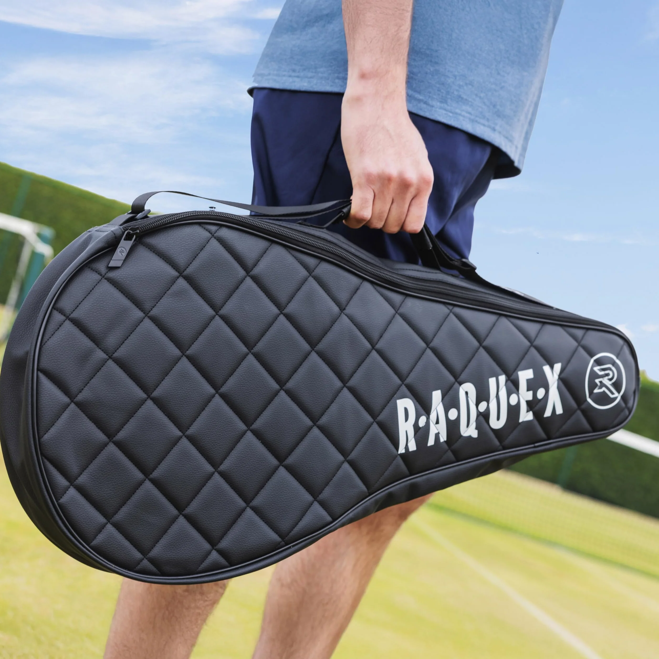 Raquex Elite Housse de protection pour raquette de tennis 2 – Sac matelassé en similicuir rembourré – Noir