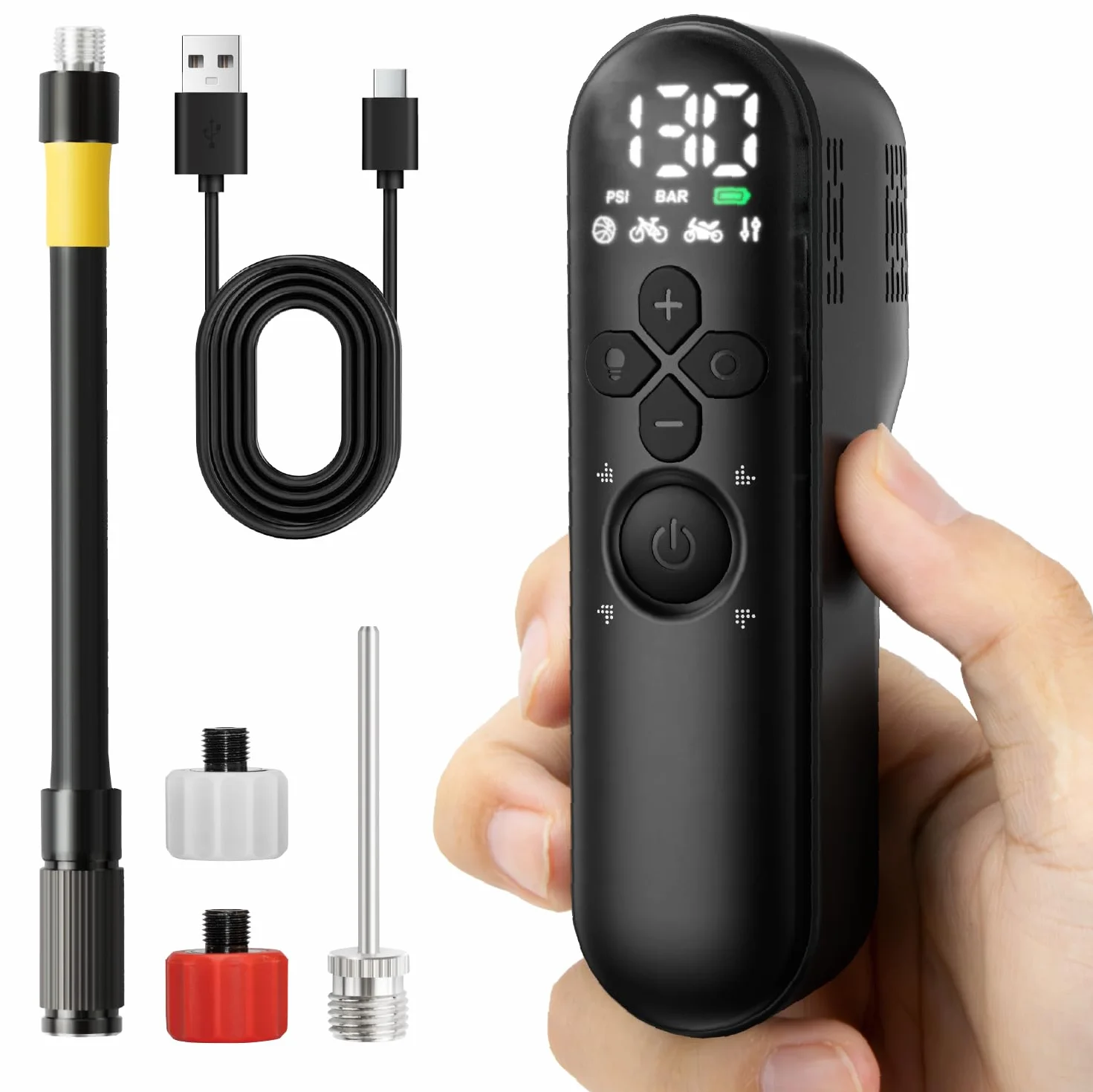 Pompe a Velo Electrique 150psi avec Manomètre Numérique, Mini Pompe Velo pour Vélo Route VTT Moto