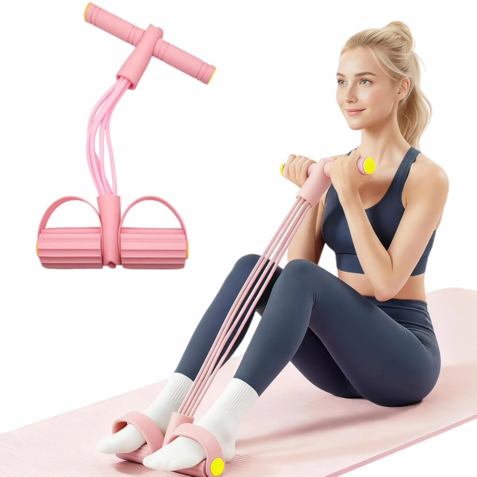 Appareil de résistance à pédales 6 tubulures rose TPE pour entraînements complets