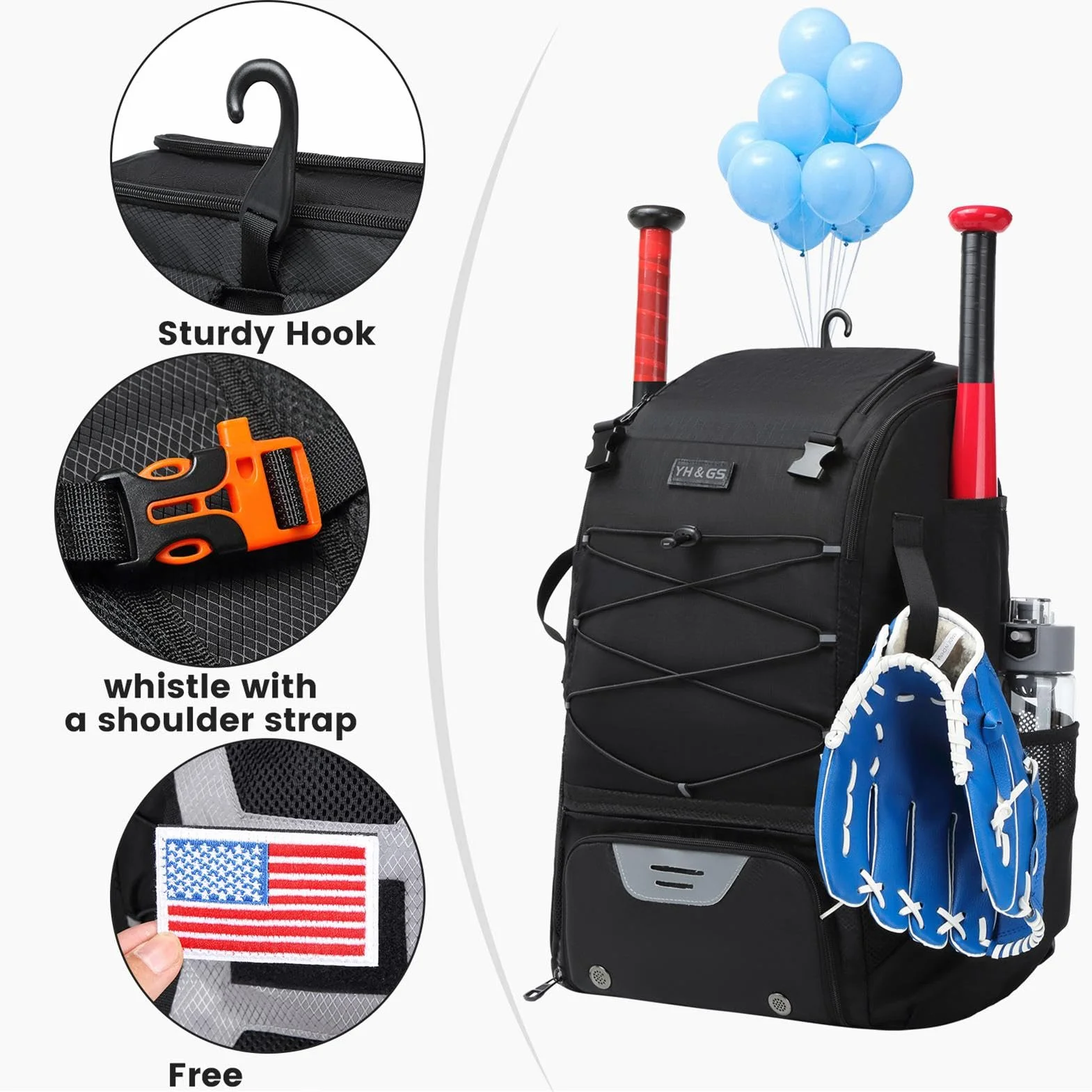 Sac à Dos de Baseball Imperméable avec Compartiment à Chaussures pour Jeunes et Garçons