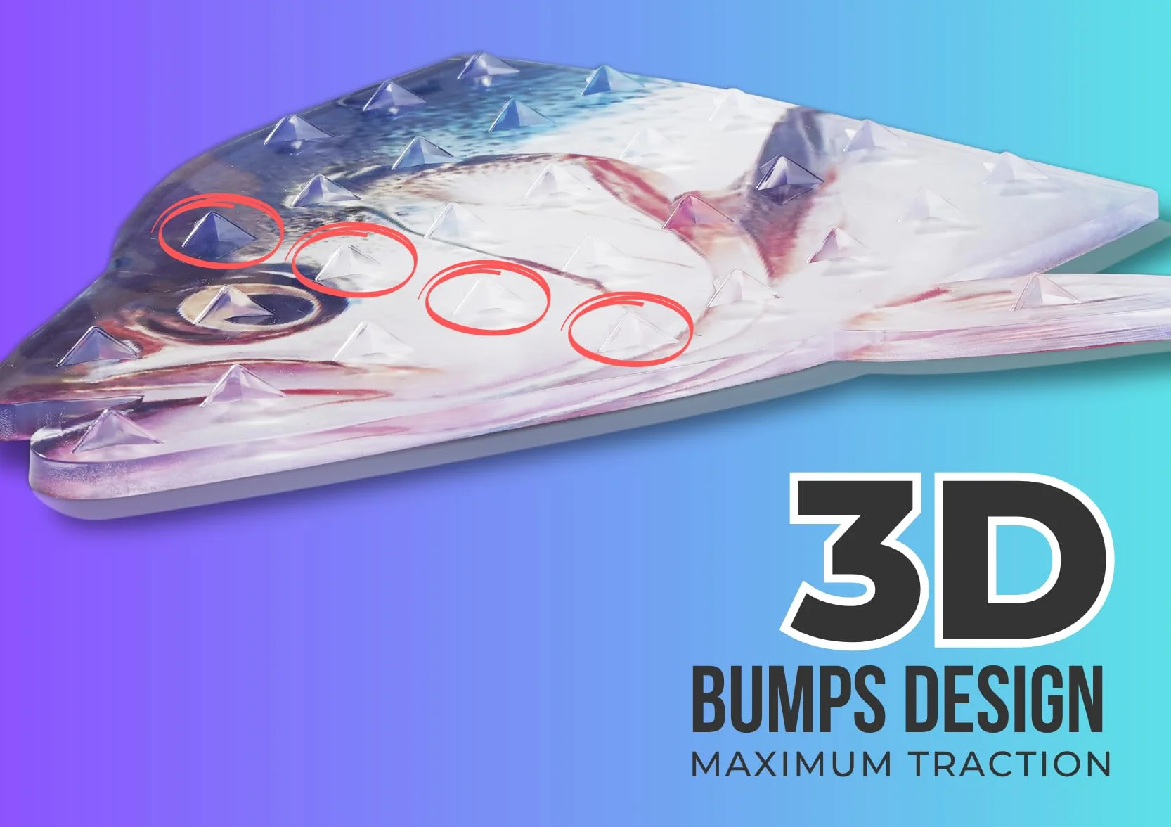 Devembr Snowboard Stomp Pad Funny Fish 3D Bumps Pattern PVC 19,8 x 17 cm