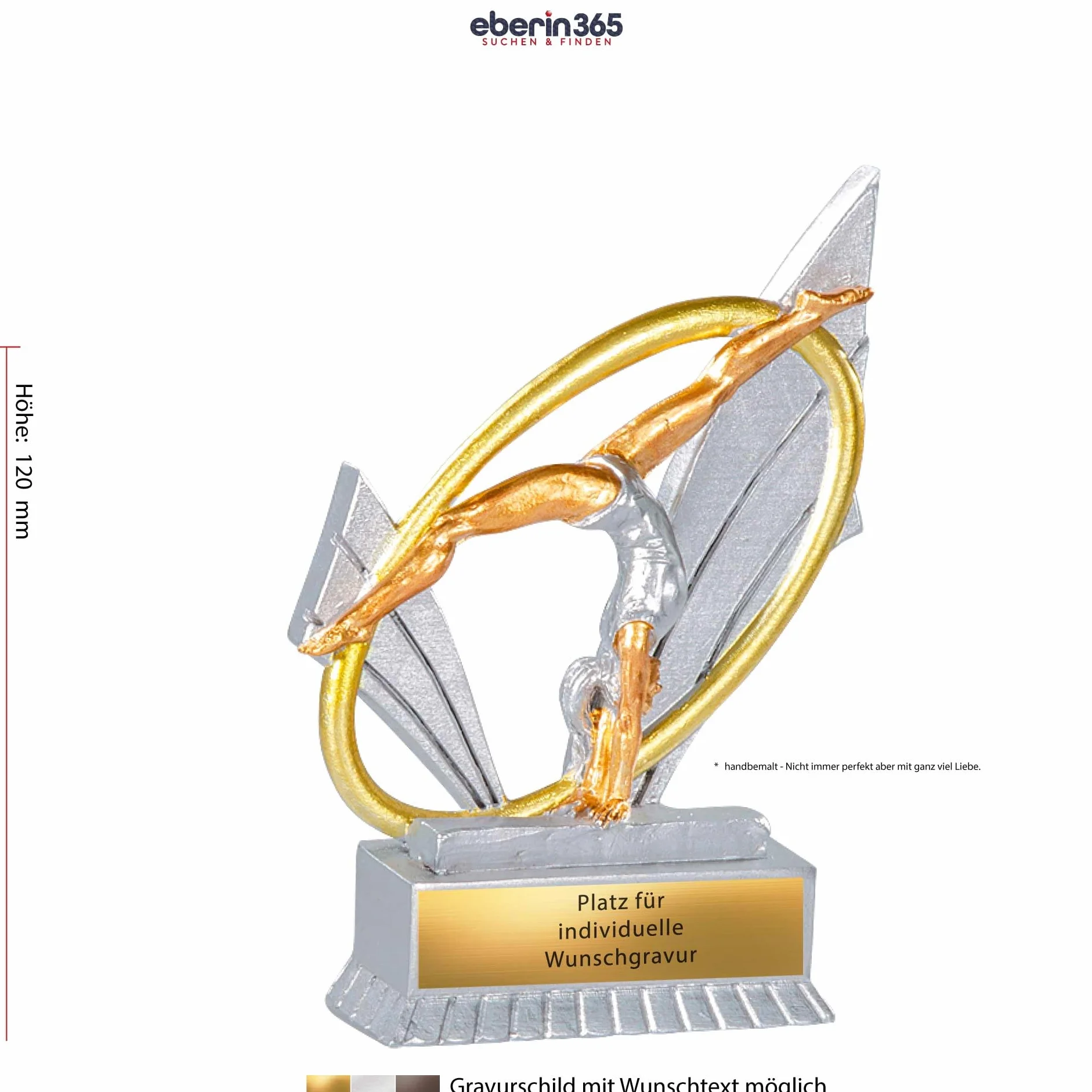 Trophée XS Turnerin 12 cm – Trophée de gymnastique rythmique – Récompense de groupe de gymnastique – Coupe de gymnastique avec texte au choix