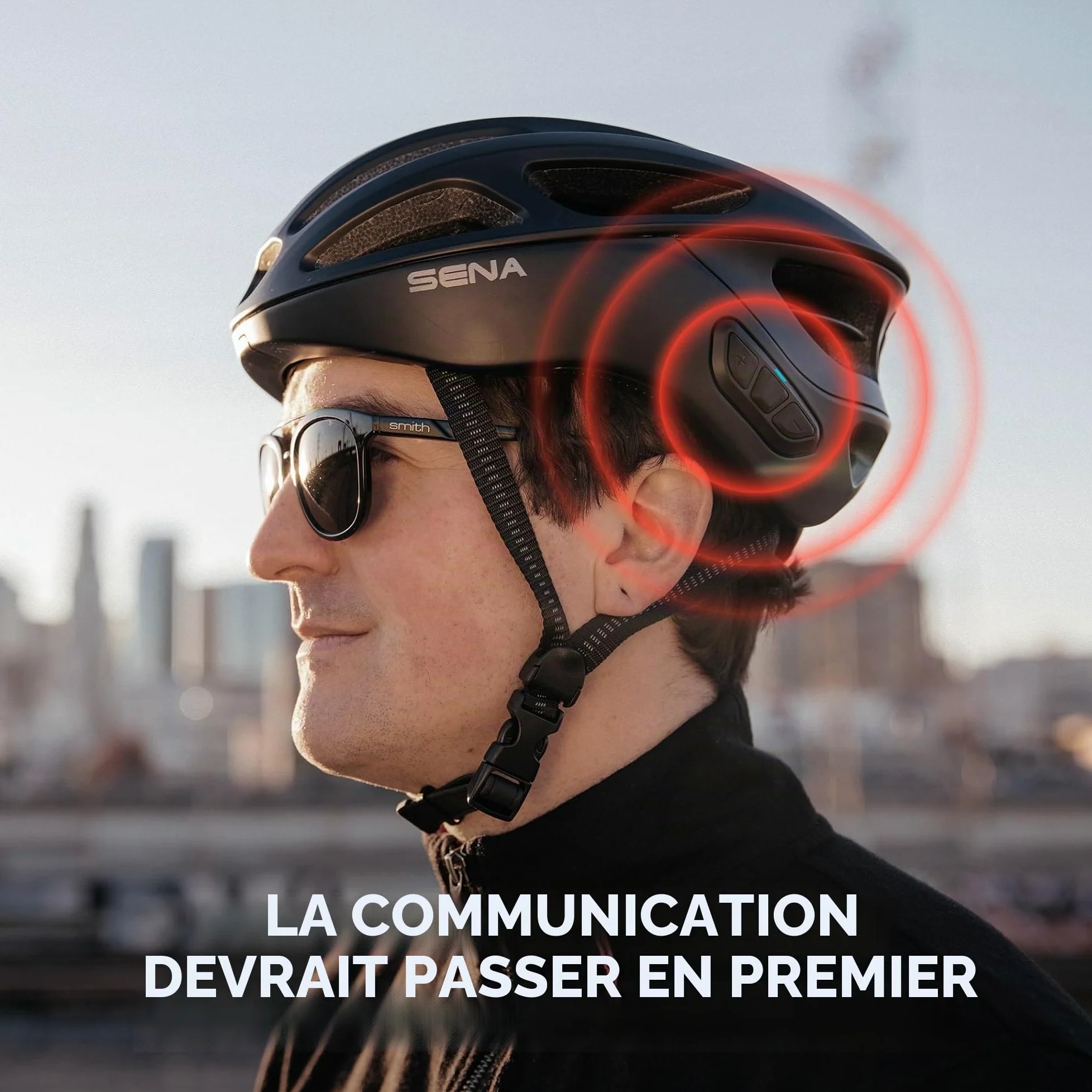 Sena R1 Casque de Vélo Connecté (Matte Black, S)