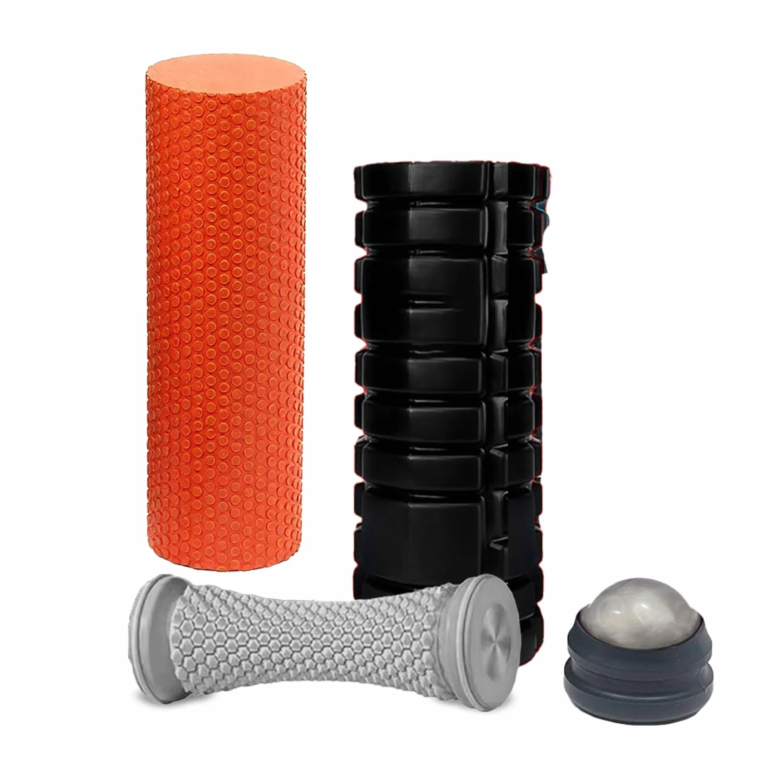 Ensemble De Rouleaux En Mousse 4 En 1, Colonne De Yoga Solide, Balle De Massage Des Pieds, Rouleau Portatif Pour Dos Et Muscles