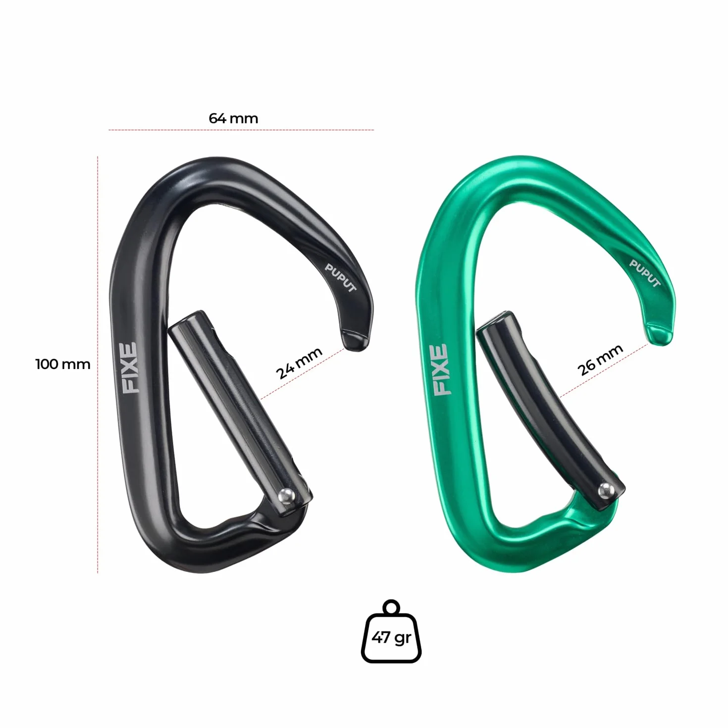 FIXE Lot de 4 rubans Express Puput Dégaine Escalade mousqueton Keylock Snagfree ruban polyamide 22 kN
