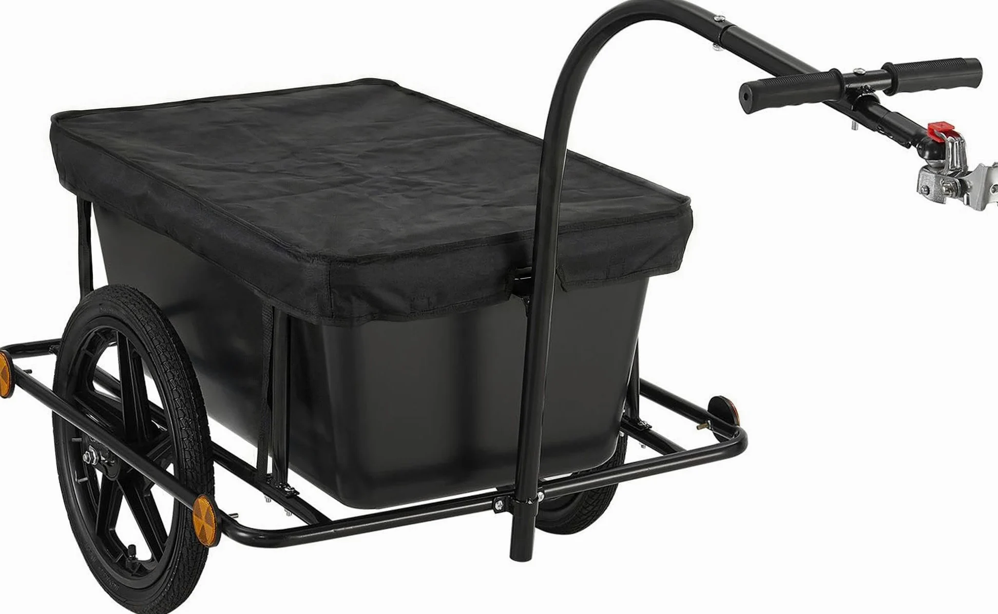 CLP Remorque Velo Cargo Haarlem, Chariot de Transport 2 en 1 avec Attelage & Bache, Cadre Acier Robuste, 80kg, pour Velos 26-28 Pouces, Couleur:Noir