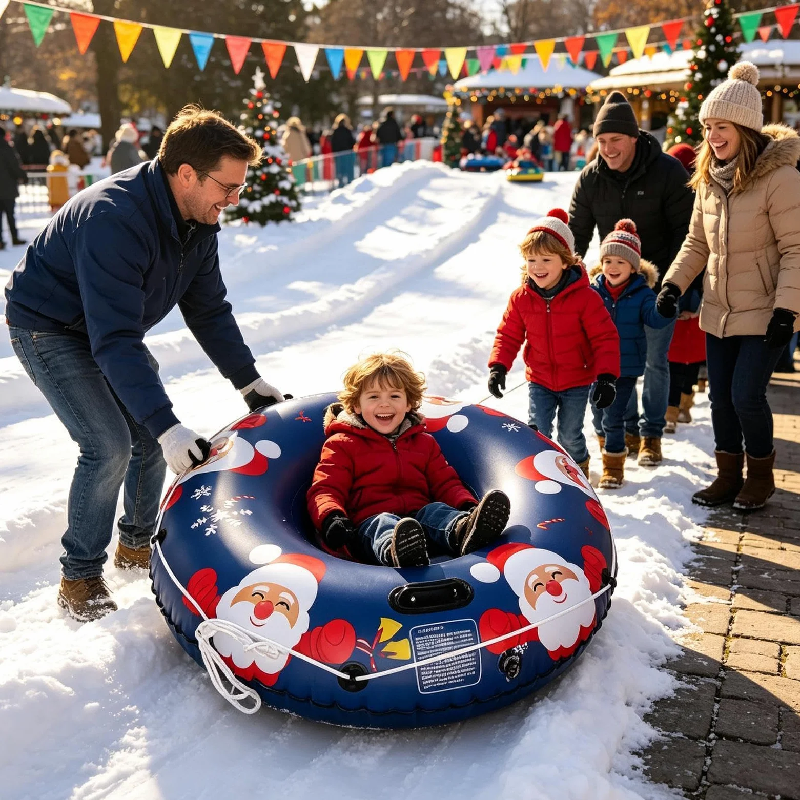 Bouée De Neige Gonflable Luges Snowboard Gonflables avec Poignées | Tubes De Luge Snowboard Sports Plage Arrière-Cours Jardins Patinage Ski Extérieur Sable Noël Activités Aventure