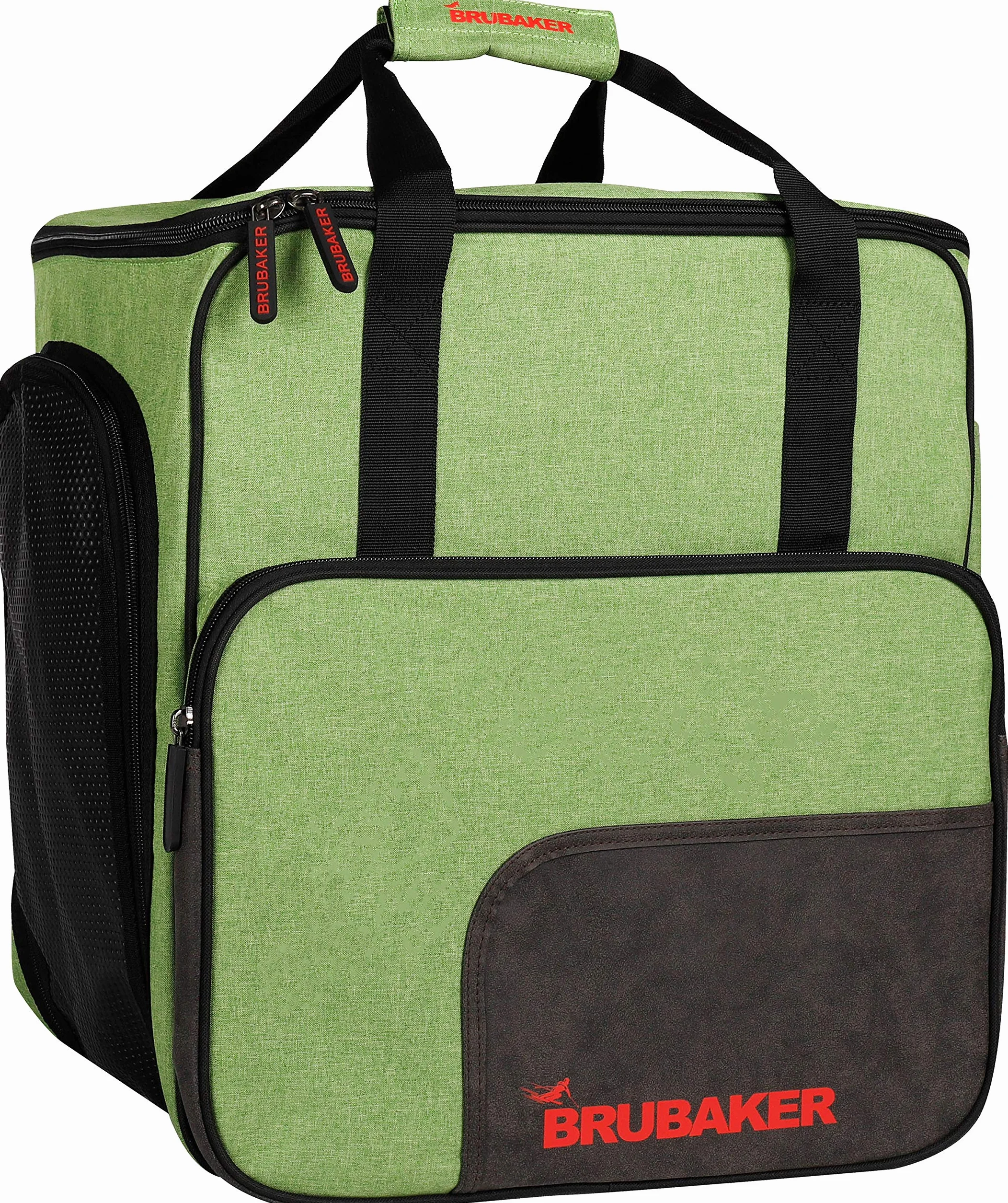 BRUBAKER Set de Ski Carver Performance Housse à Skis Sac Chaussures 1 Paire Skis Bâtons Chaussures Casque Vert Noir
