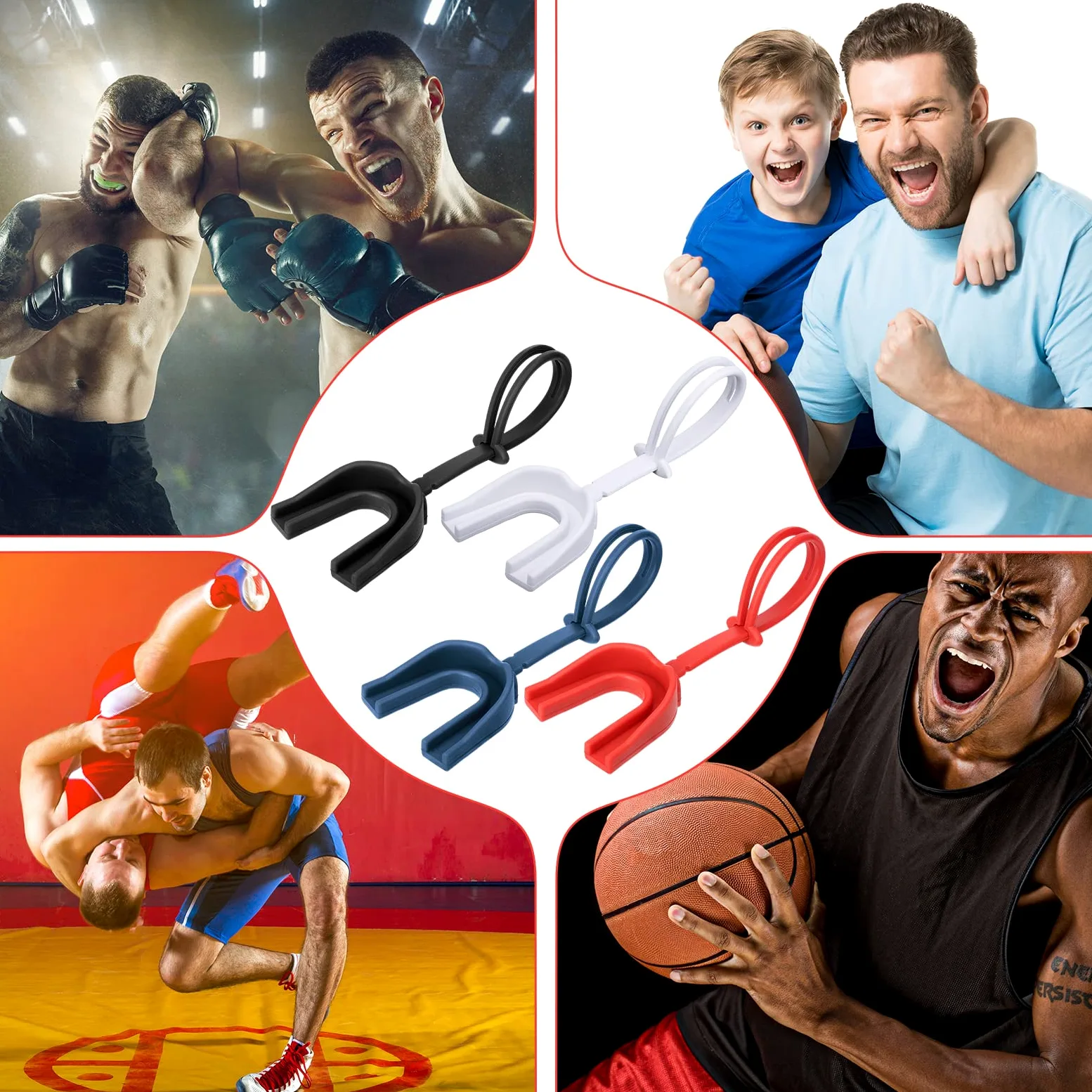 Seematn Lot de 40 protège-dents en vrac avec sangle pour jeunes boxes, sports et sports - Pour basket-ball, crosse, hockey, lutte