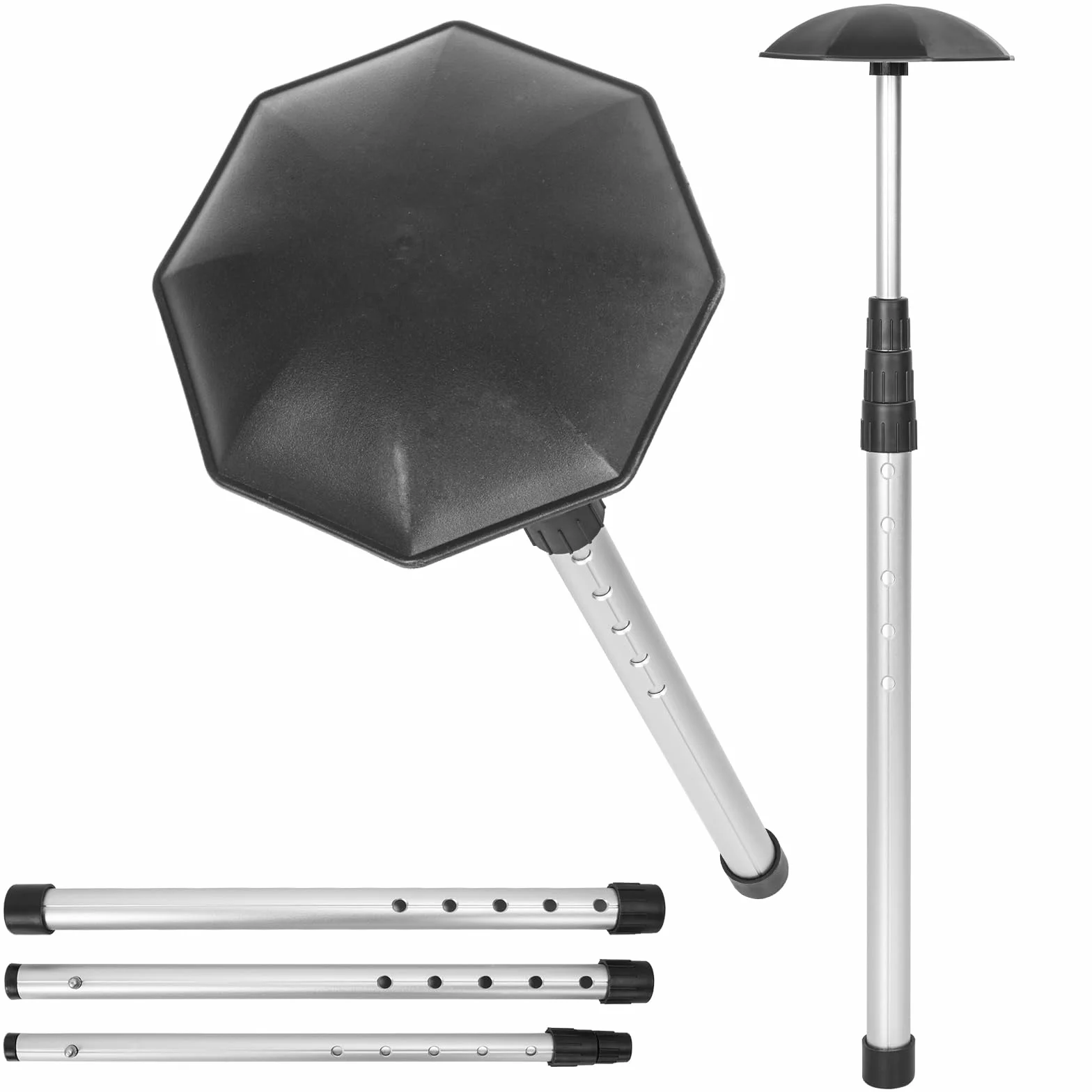 Canne de support réglable pour sac de golf – Support télescopique rigide pour club de golf en alliage d'aluminium pour protection de club, accessoire de sac de protection (noir)