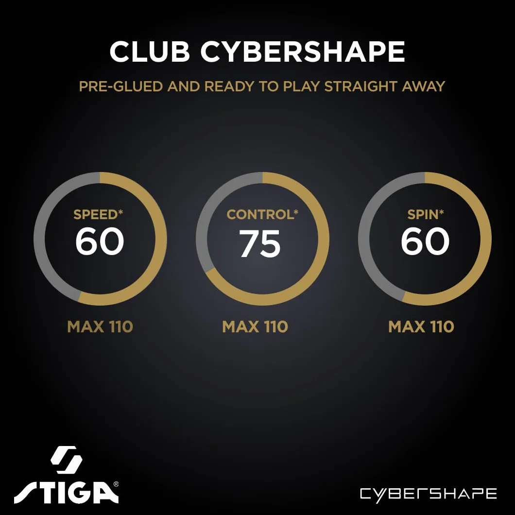 STIGA Club Cybershape Raquette Tennis de Table Bois 5 Plis Star Club Grand Sweet Spot