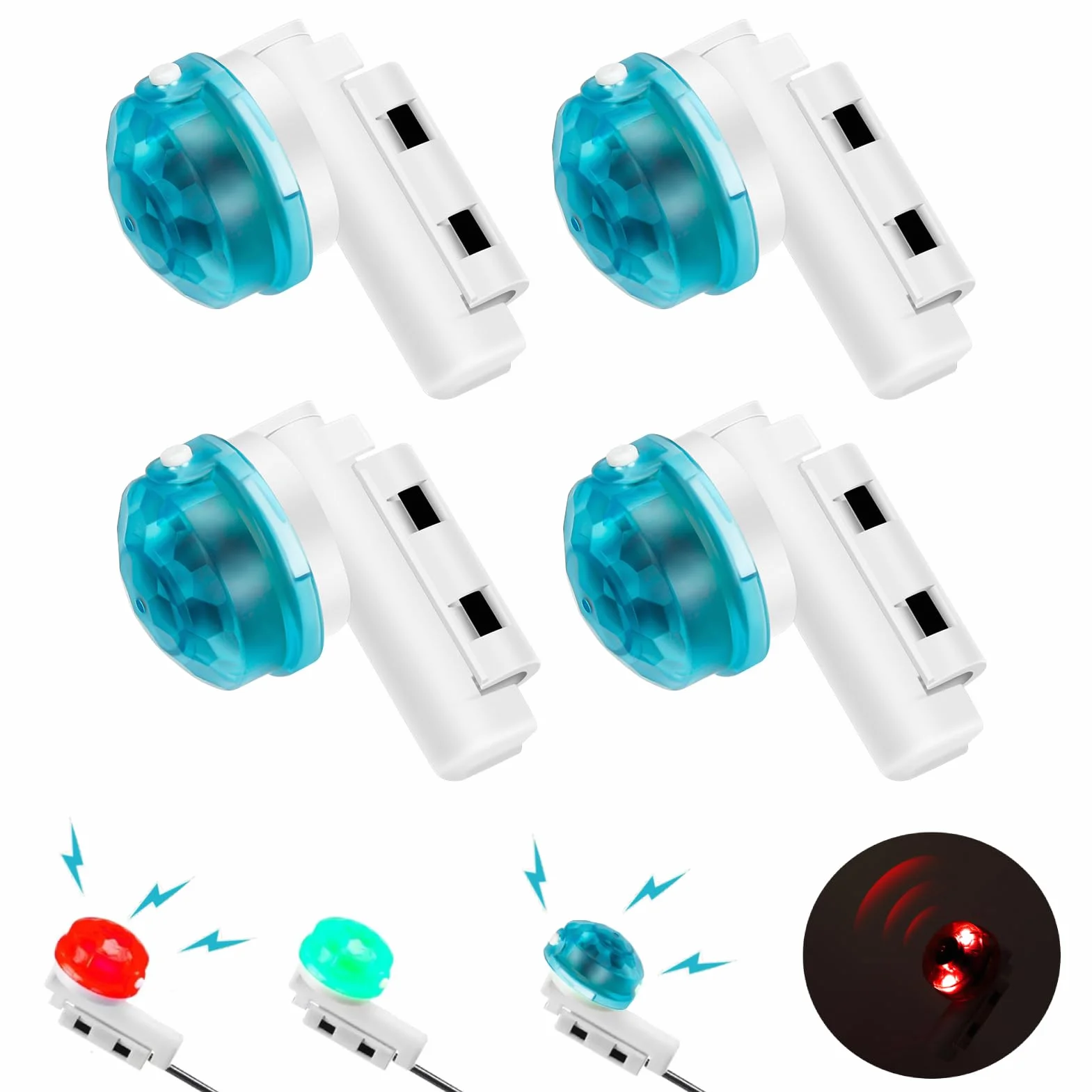 Lot de 4 détecteurs de touche électroniques pour la pêche, détecteurs de touche LED pour pointes de canne à pêche, alarme de touche pour la pêche de jour/nuit