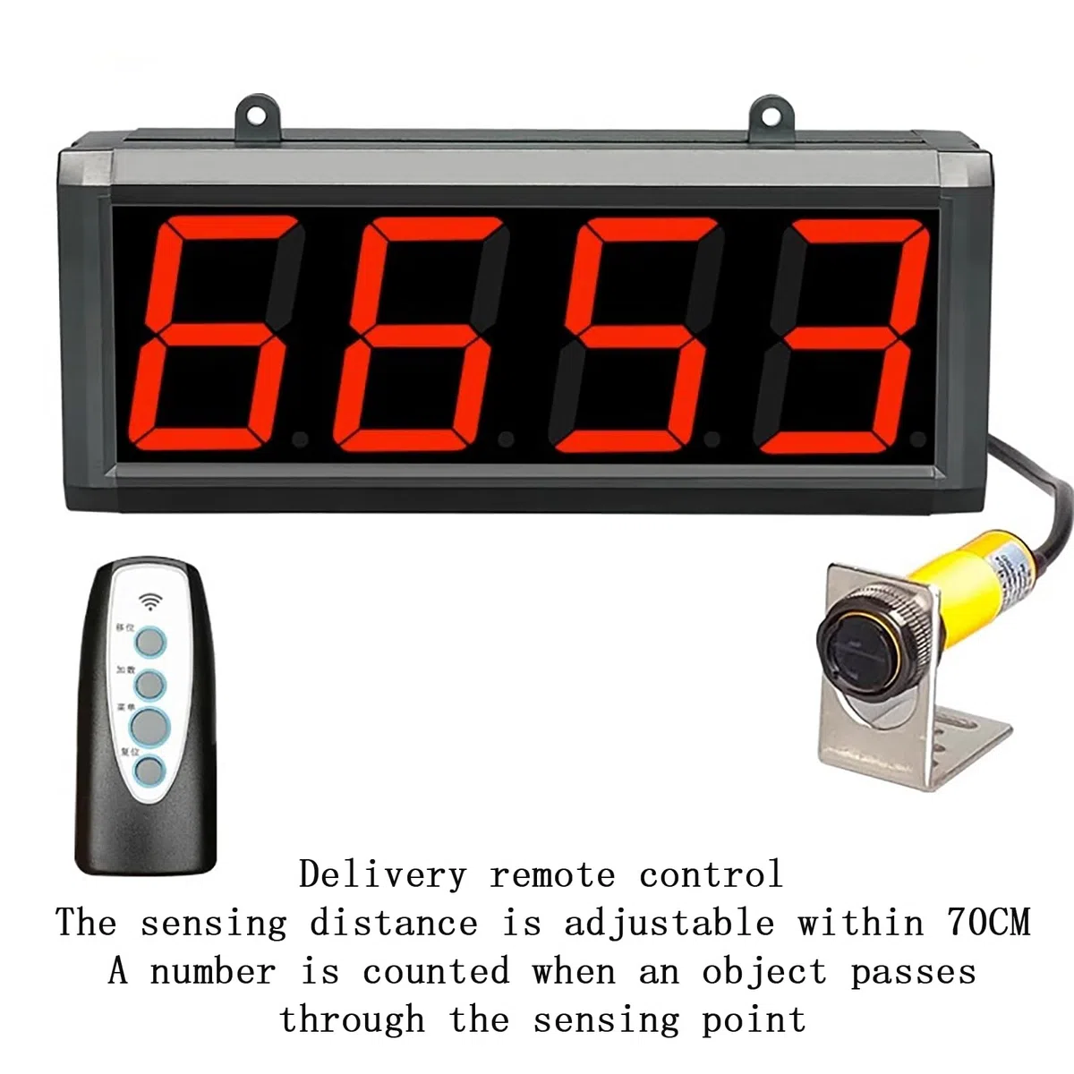 Compteur numérique électronique, totalisateur d'objets à sonde Unique avec télécommande, Affichage LED à 4 Chiffres jusqu'à 9999, adapté aux usines, ateliers, parkings, Bandes transporteuses, Lignes