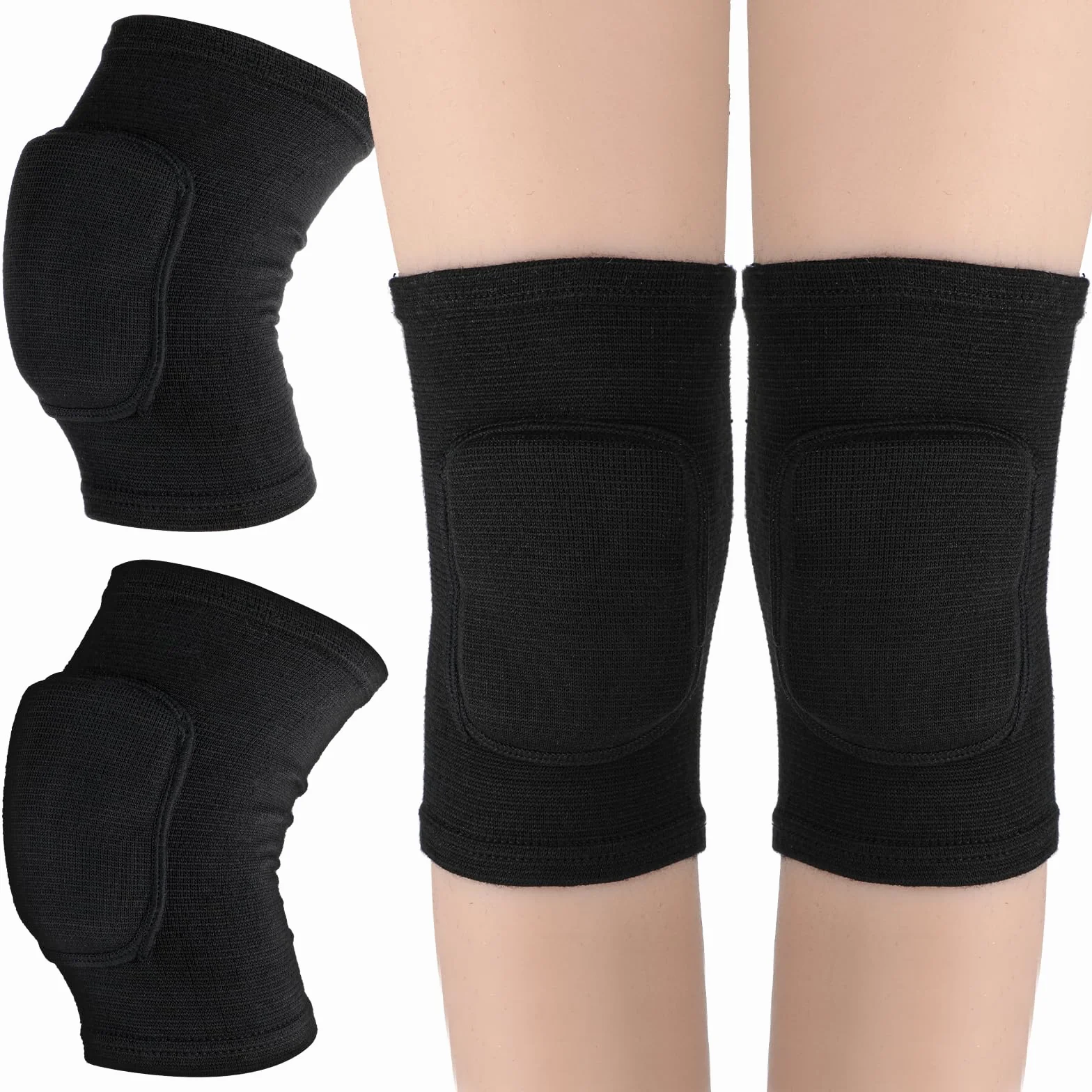 Sibba Genouillère Élastique Respirante Rembourrée Antidérapante Pour Enfants Volleyball Danse Course Patinage Basketball Football