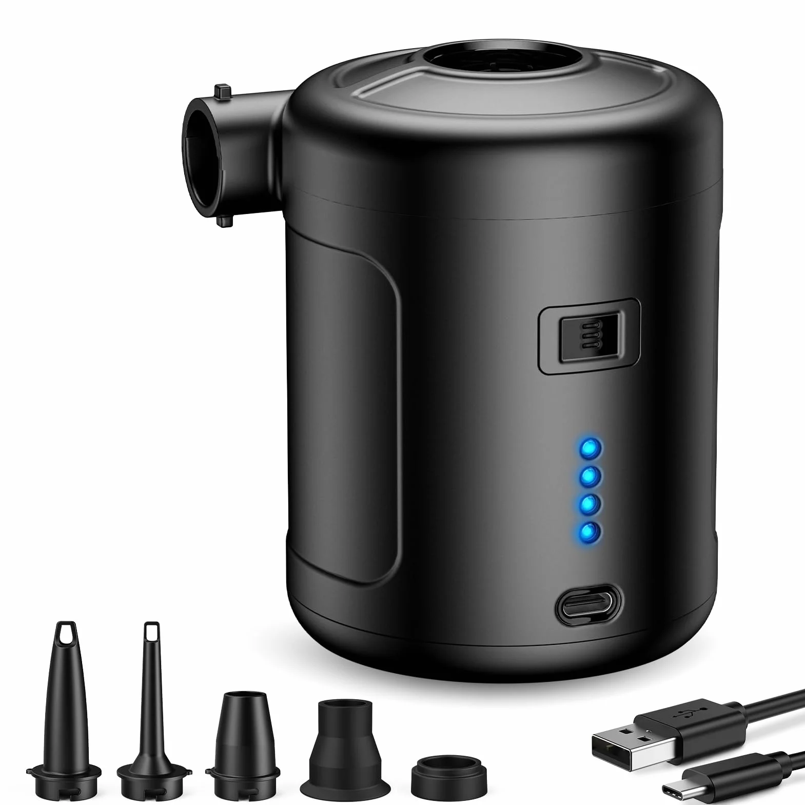 Gonfleur Électrique 6000mAh Rechargeable Pompe à Air avec 5 Buses pour Matelas Gonflable Bateau