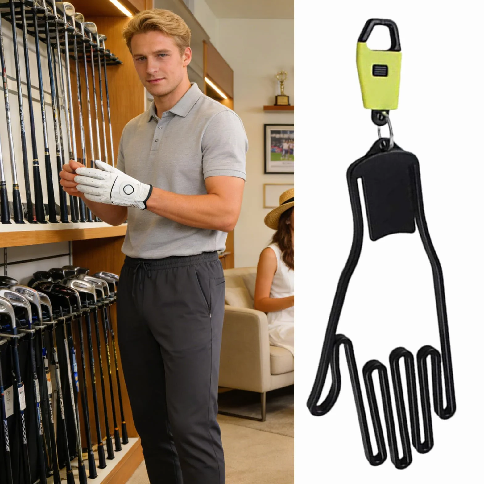 Support de gant de golf universel avec porte-clés, séchage, étirement pour entraînement, conduite, intérieur, jardin