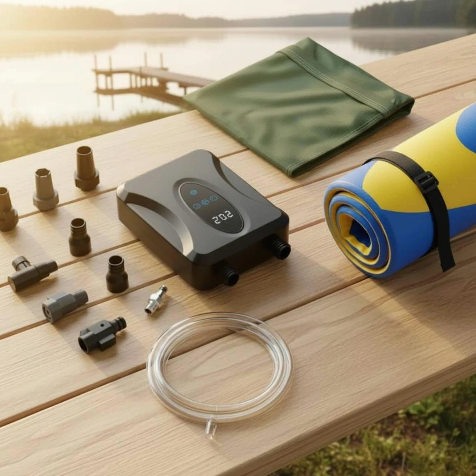 Pompe Électrique Gonflable Gonfleur Compresseur Souffleur Dégonflage Rapide et Pratique Réglage de Pression Jusqu’à 20 Psi Affichage Clair Plastique Adaptée au Plage Ends