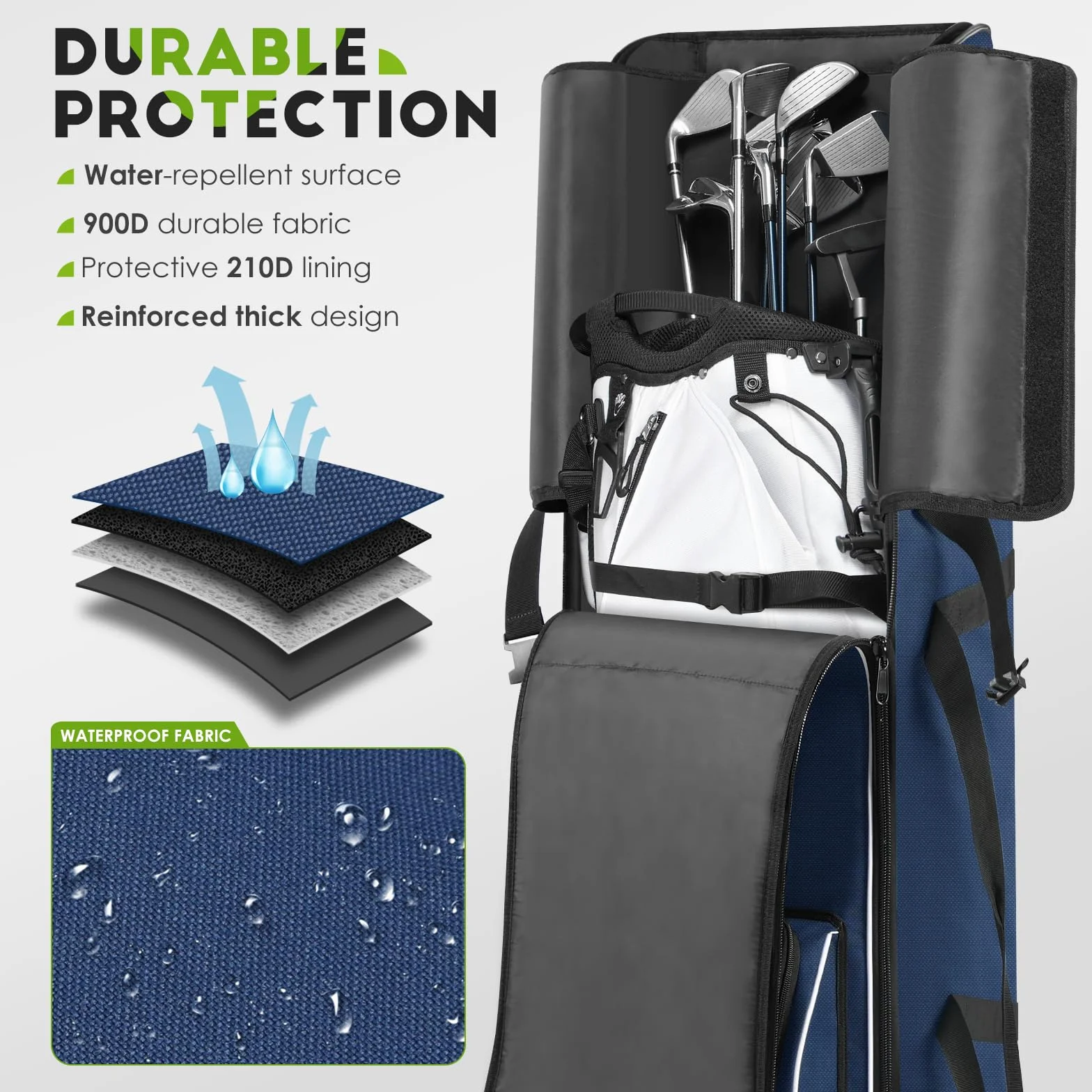 Findway Sac de Voyage de Golf à Roues, 900D Oxford Imperméable, Rembourré avec Pad Amovible