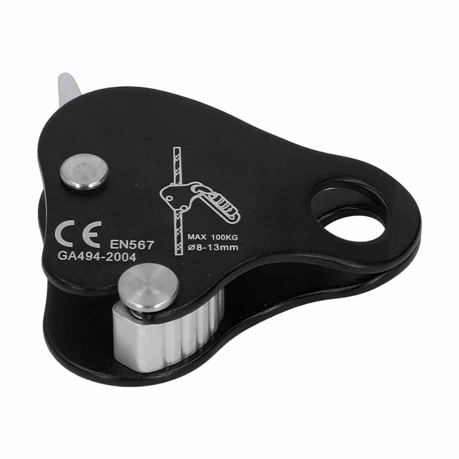 Keenso Bloqueur de Corde d'escalade en Alliage d'aluminium Autobloquant 8-13 mm pour Alpinisme Plein Air Noir
