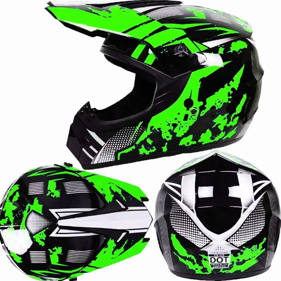 Lot de 4 Pièces Casques de Motocross pour Enfants 9-14 Ans Homologués DOT