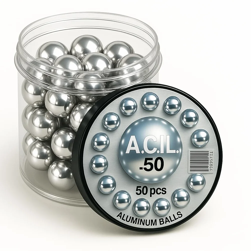 50 Caliber 12.5mm Precision-Machined Aluminum Balls for HDR & HDP Pistols – 50pcs Reusable Paintball Ammo