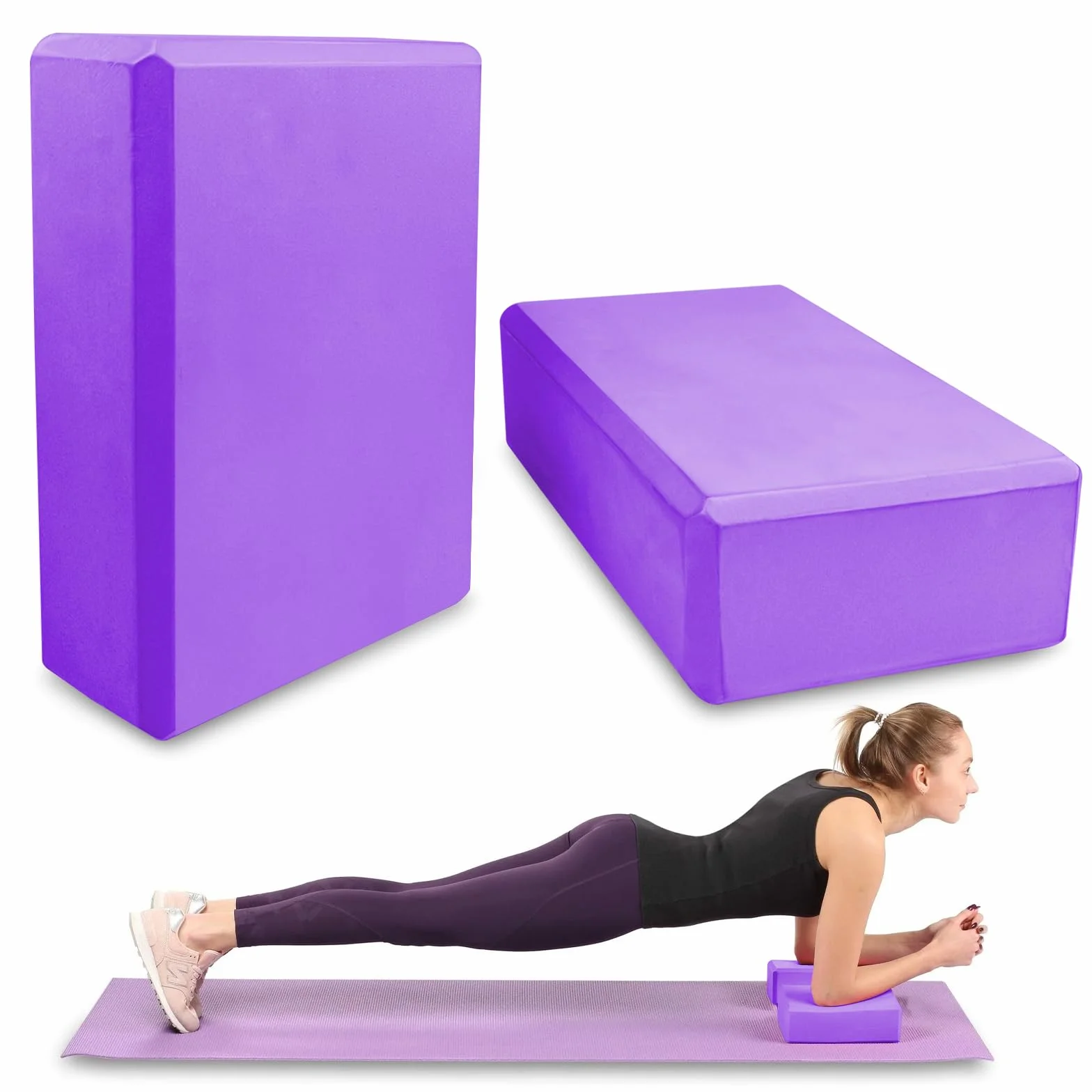 Blocs Yoga en Mousse EVA Haute Densité 23×15×7.6cm Lot de 2