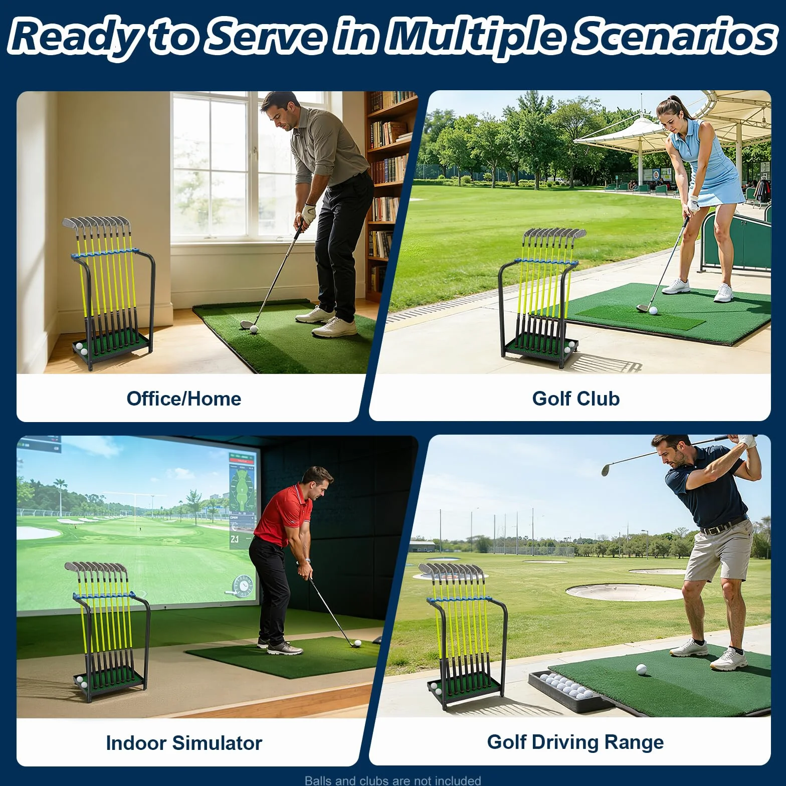 Support de putter de golf en métal robuste pour 9 clubs