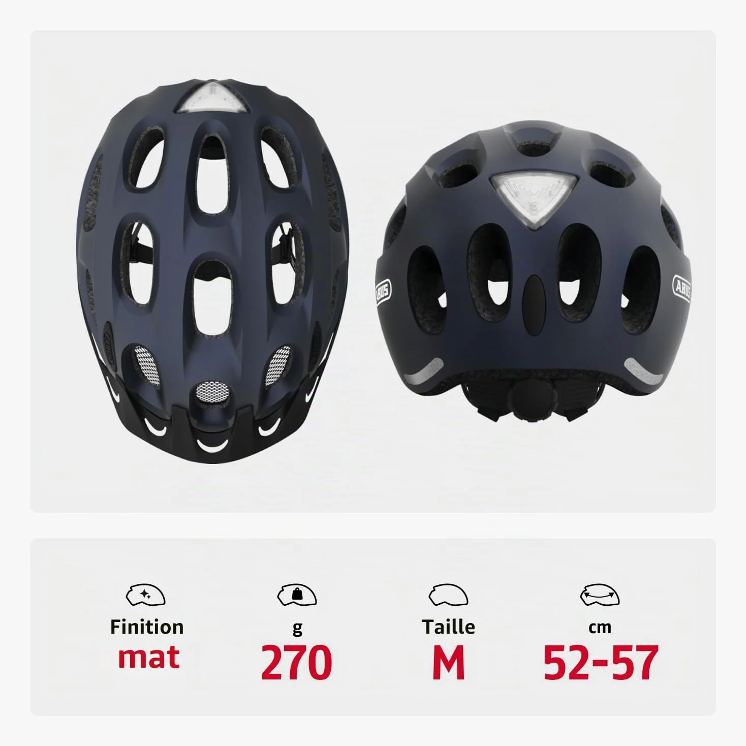 ABUS Casque de ville Youn-I ACE - Casque de vélo pour le quotidien - avec feu arrière LED intégré - pour femmes et hommes