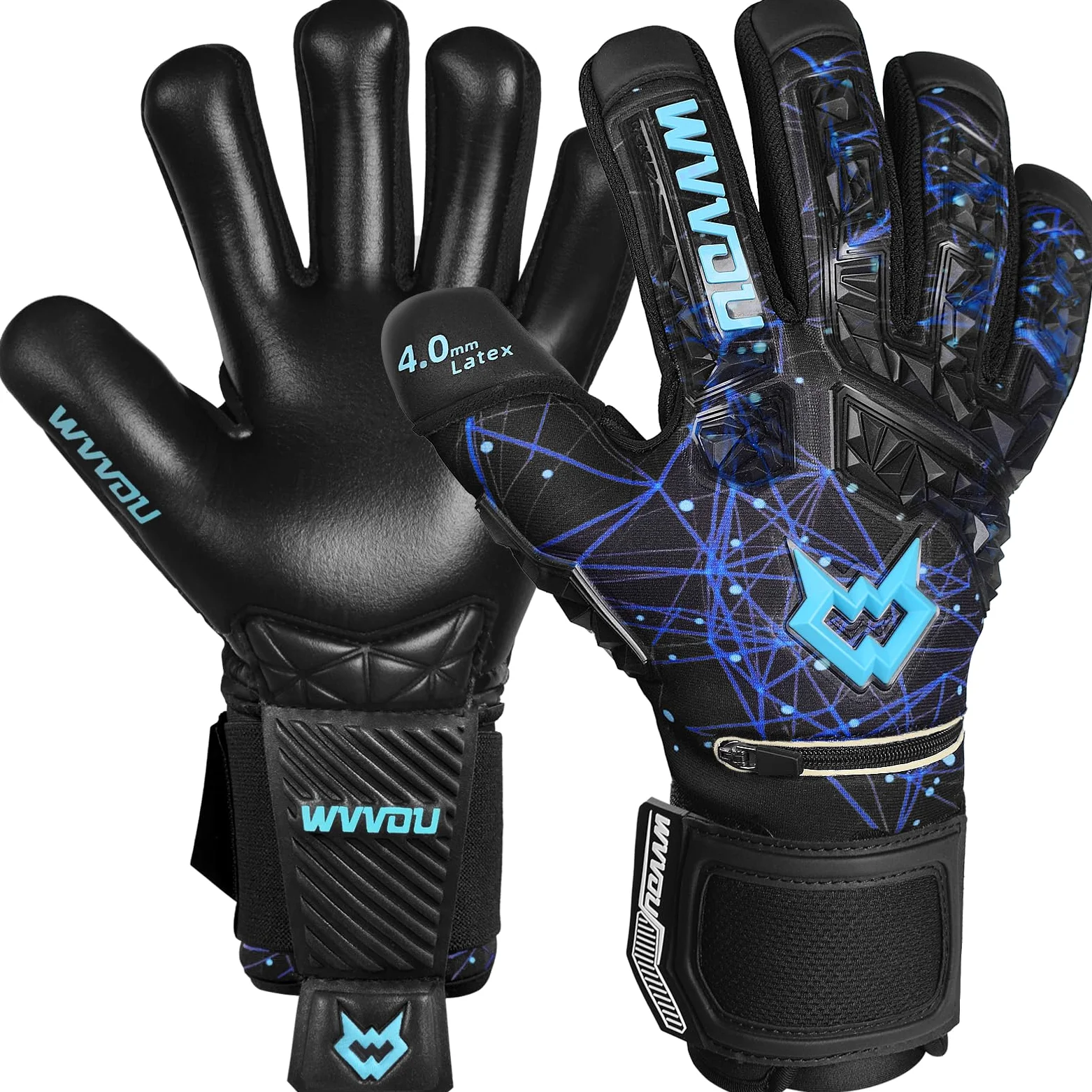 WVVOU Gants de Gardien de But pour Hommes et Adolescents - Gants de Gardien de But Haute Performance pour Enfants avec 5 protège-Doigts Amovibles, Gants de Football avec Latex Collant de 4 mm sur la