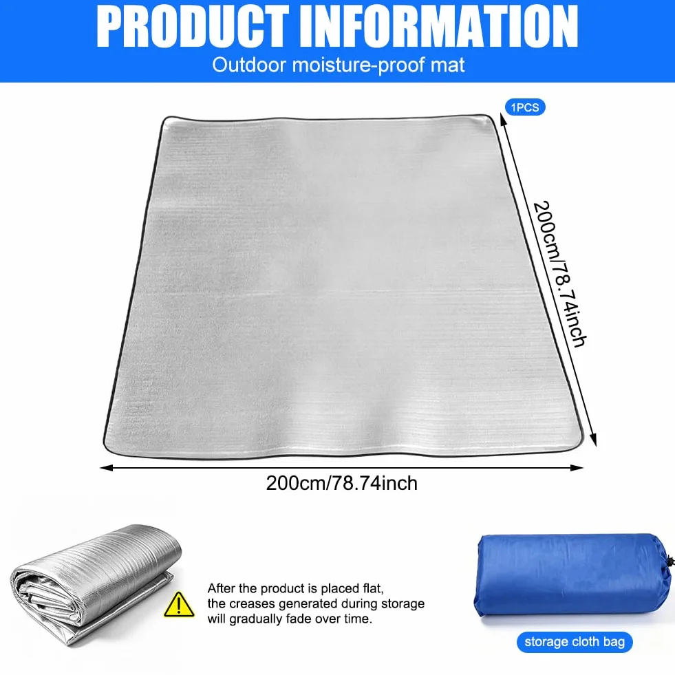 Matelas thermique de camping isolant mousse aluminium 200 x 200 cm tapis de sol randonnée