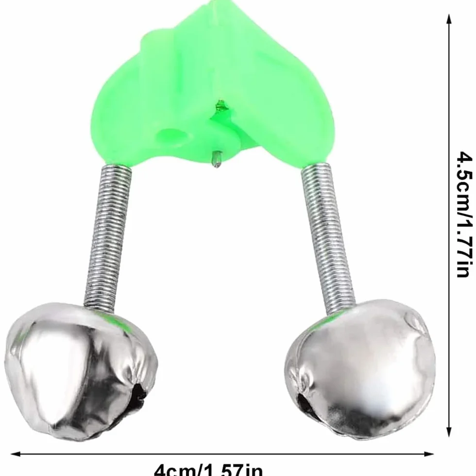 LATRAT 50pcs pêche Cloche, Accessoires de pêche Morsure indicateur Cloche pour Canne à pêche extérieure Double Cloche, Rouge, Vert